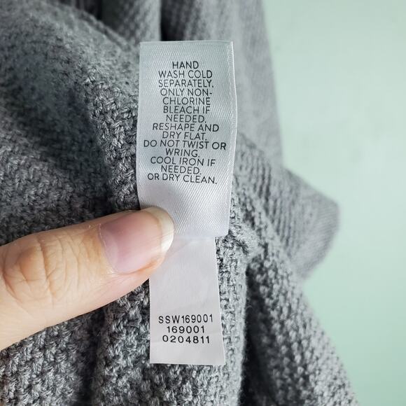 J. Jill Gray Fringed Open Front Cardigan Sweater Size Large - Picture 6 of 6